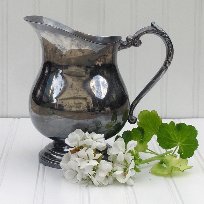 Beach Cottage Style Tarnished Silver Pitcher