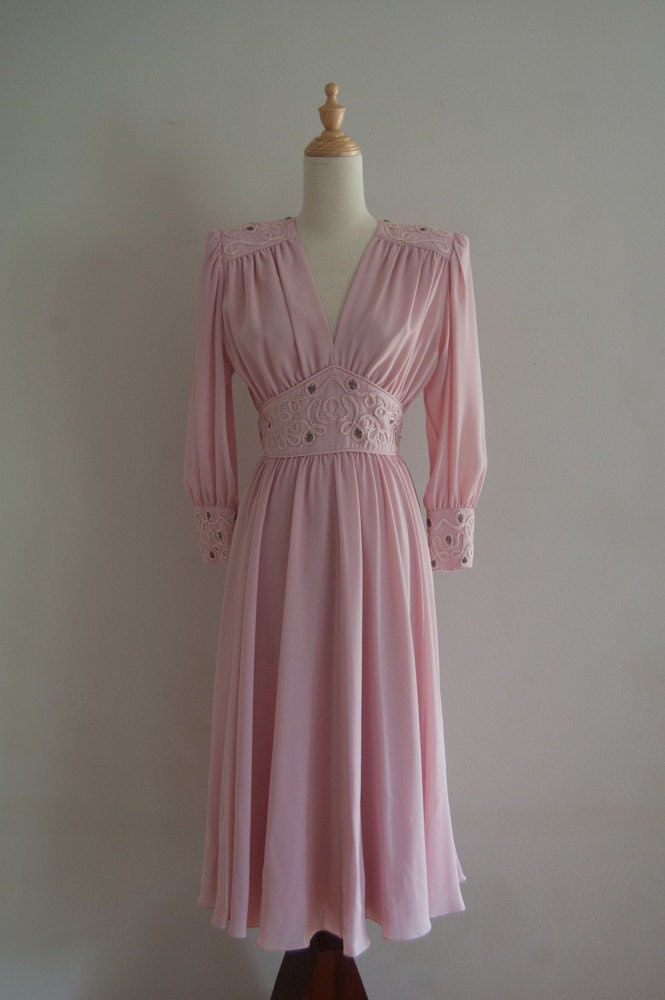 Ciao P.M. pale pink 1980s dress with tags