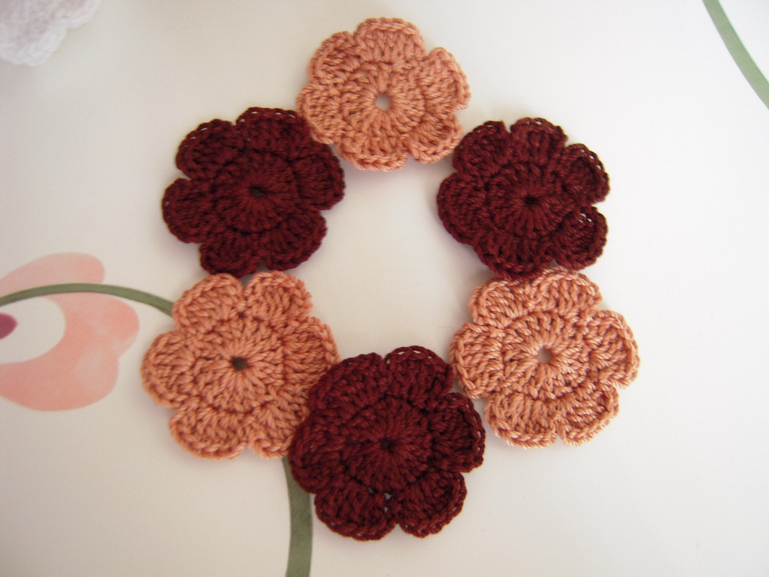 Brown and Light Brown Flower Applique