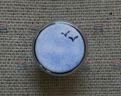 Enameled Custom Cabinet Knobs / Sky / Copper Enamel Drawer Pulls / Birds / Seagulls