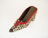 Paper Shoe Leopard Print with Red Roses