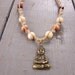 LAST ONE - Bronze Buddha Hemp Necklace with Wooden Beads
