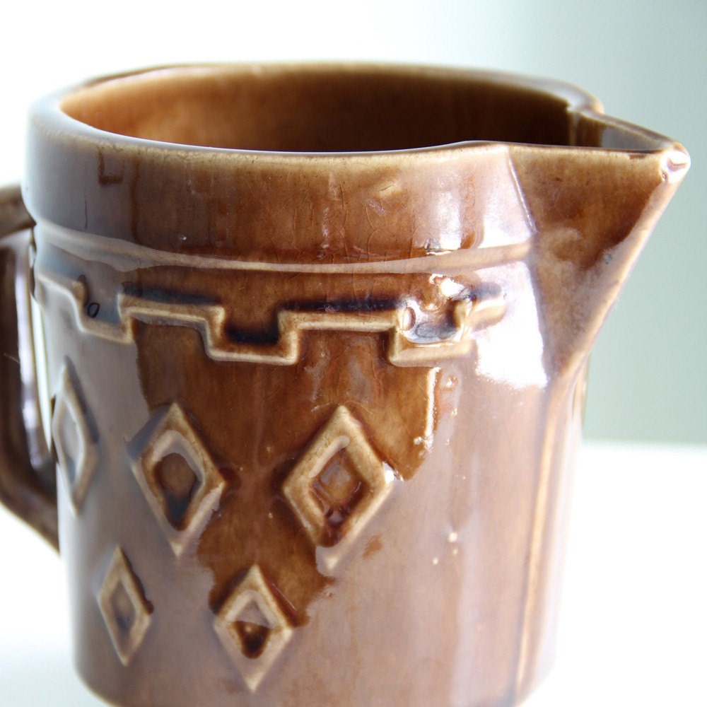 Vintage Stoneware Milk Pitcher - 1940's