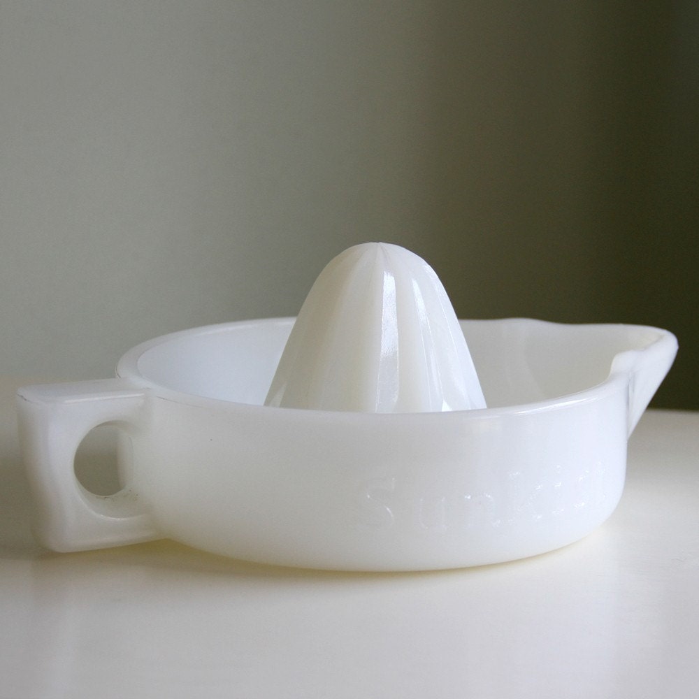Vintage Thatcher Glass Co. Sunkist Milk Glass Juicer - 1950's
