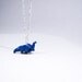 Origami Dragon Necklace - Dark Blue Glittering Dragon on Sterling Silver chain