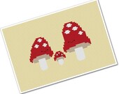 Kawaii Mushroom Family - PDF Cross-stitch Pattern - INSTANT DOWNLOAD