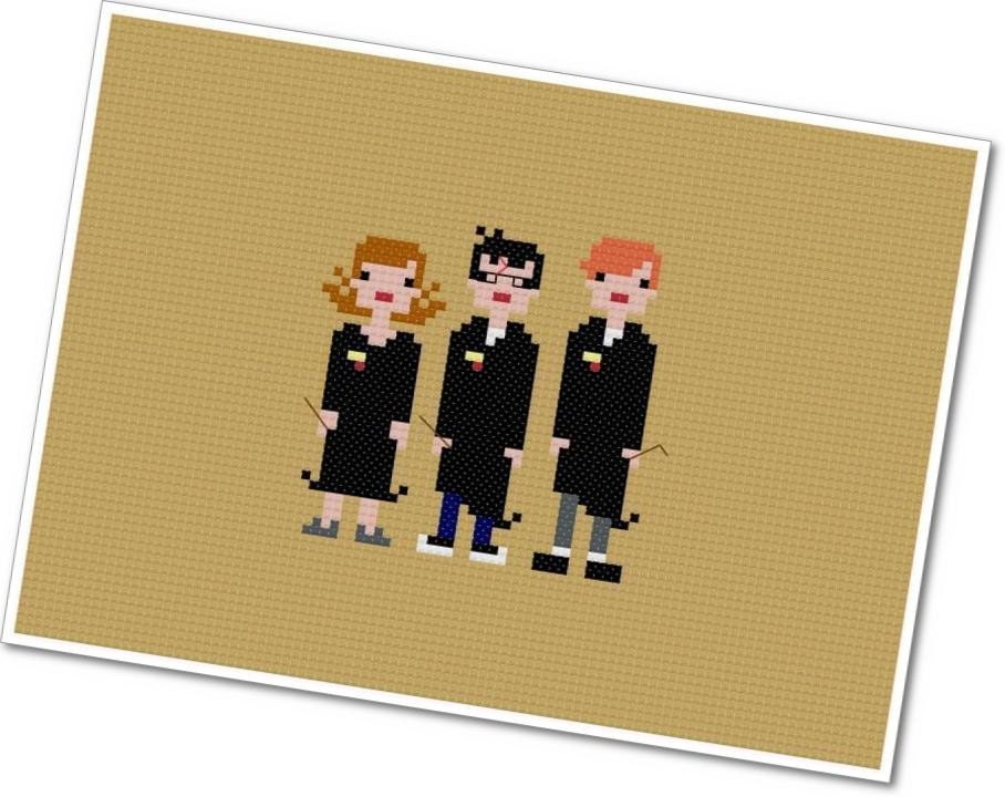 Pixel People - Harry, Ron, and Hermione - PDF Cross-stitch Pattern - INSTANT DOWNLOAD