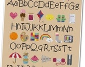 Kawaii Alphabet Sampler Cross-stitch PDF Pattern - INSTANT DOWNLOAD