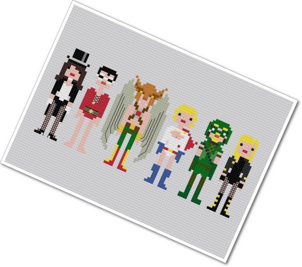 Pixel People - Justice League of America 2 - PDF Cross Stitch Pattern - INSTANT DOWNLOAD