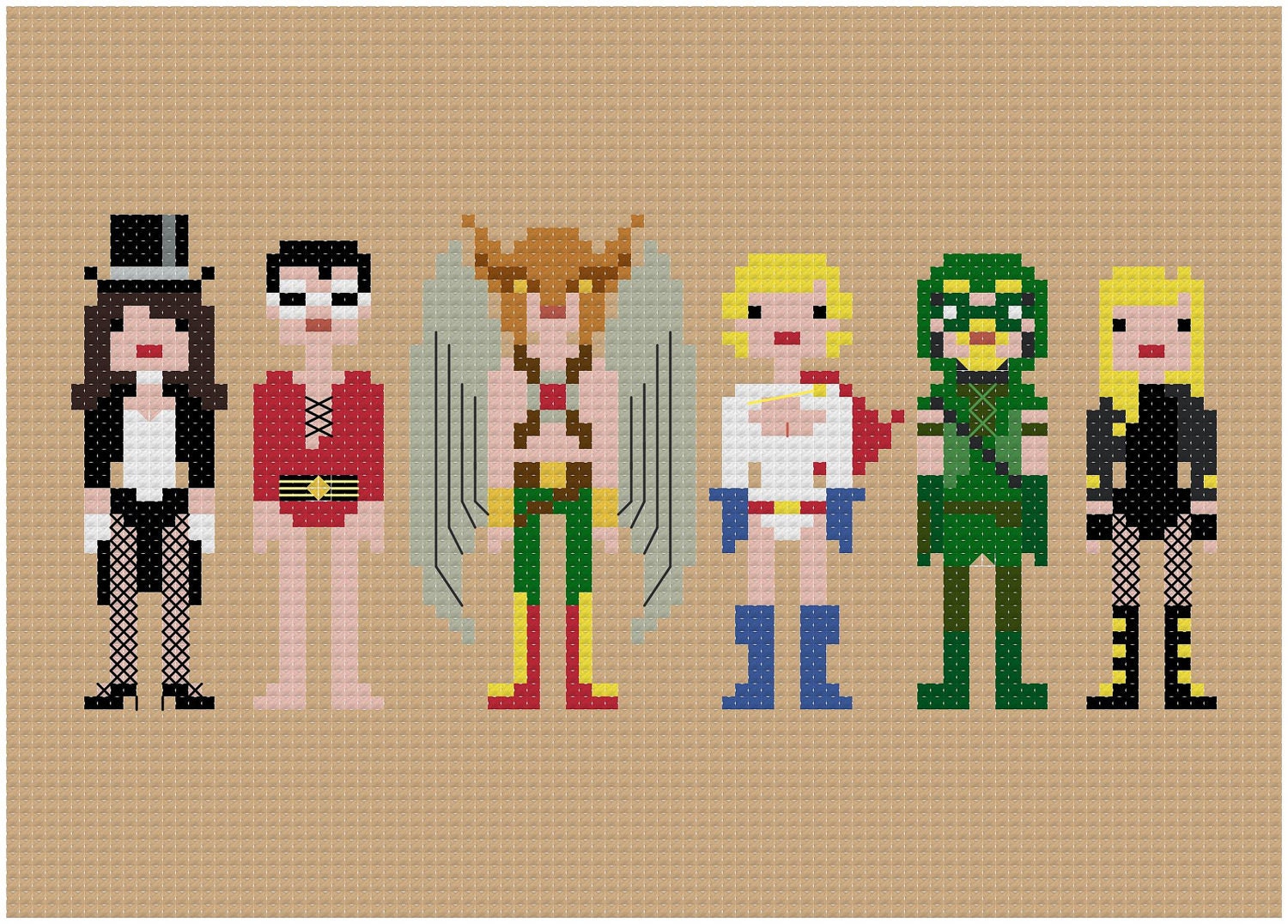 Pixel People - Justice League of America 2 - PDF Cross Stitch Pattern - INSTANT DOWNLOAD