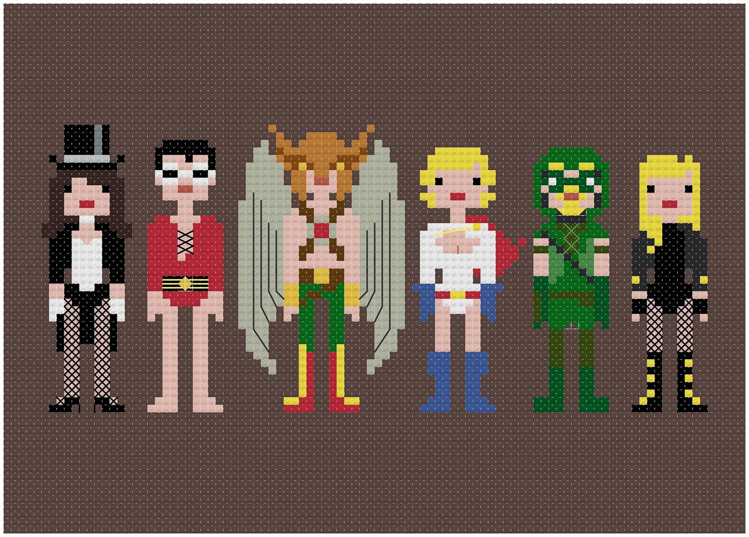 Pixel People - Justice League of America 2 - PDF Cross Stitch Pattern - INSTANT DOWNLOAD