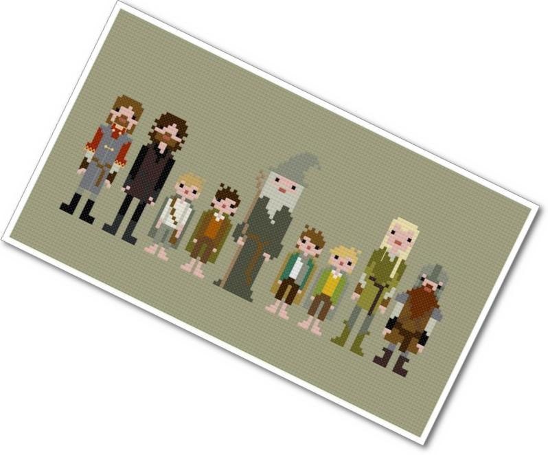 Pixel People - The Fellowship of the Ring - PDF Cross Stitch Pattern - INSTANT DOWNLOAD