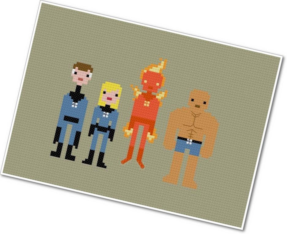 Pixel People - The Fantastic Four - PDF Cross-stitch Pattern - INSTANT DOWNLOAD