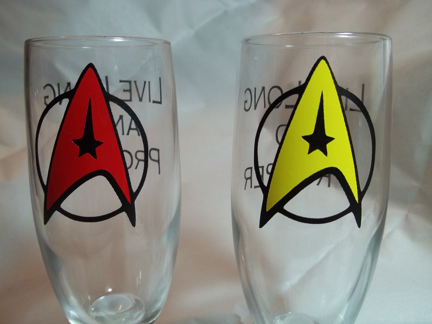 His and Hers Star Trek Champaign Glasses
