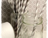 Paper Straws - striped greige (12)