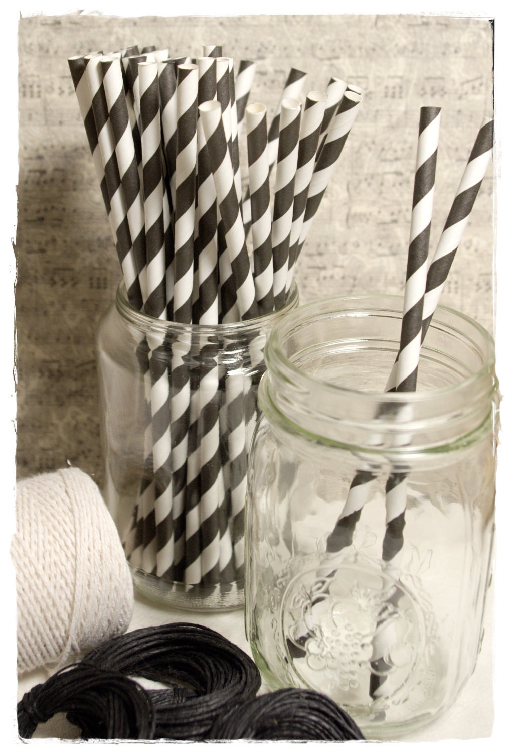 Paper Straws - striped black (12)