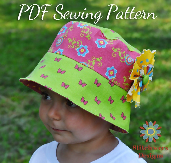Bucket Hat PDF Sewing Pattern S107CHLD, Baby, Infant, Toddler, Child Hat Sewing Pattern