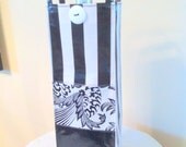 Wine Tote Bag Black & White Print Oilcloth Designs By Christina Fully Lined