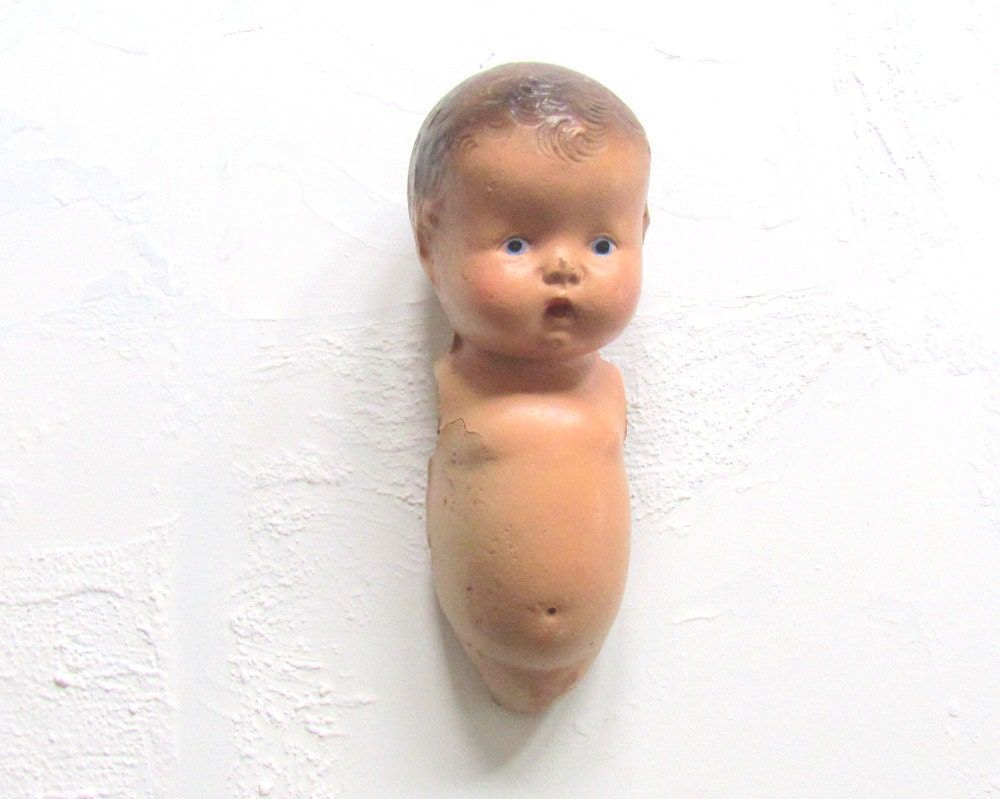Vintage Composition Doll Poor Broken Girl Altered Art Supply Antique Doll