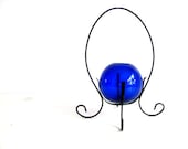 Mid Century Planter Cobalt Glass Wrought Iron Art Deco Hanging Planter Cutting Vase SALE