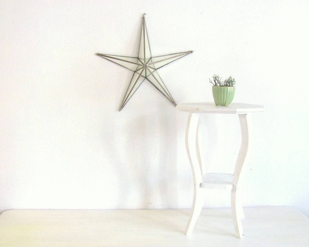 Vintage Wood Plant Stand Table White Country Cottage Display Side Table French Country