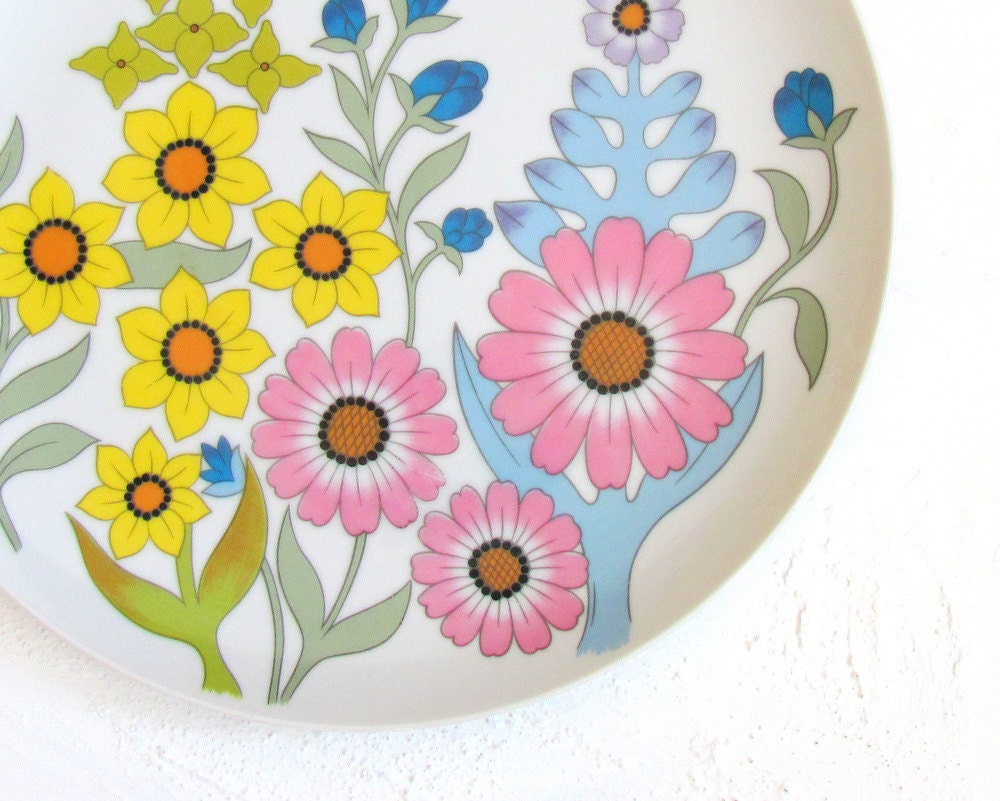 Mid Century Platter Display Plate Dolphin Japan Delphi Pattern eveteam theteam