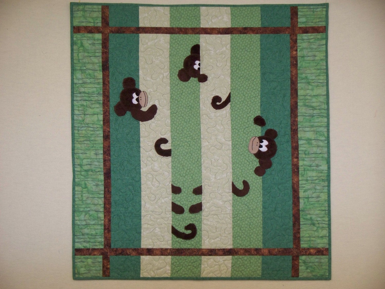 Peek a Boo Monkey Applique Baby Quilt By Sproutskidsgifts On Etsy