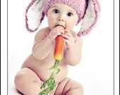 SALE 6 to 12m Baby Hat Bunny Rabbit Girl Hat - Crochet Bunny Ears Hat Plum White Baby Bunny Hat Costume Photo Prop