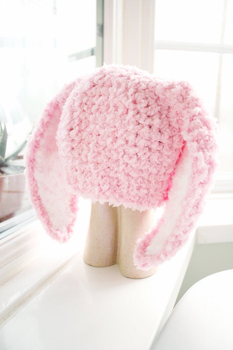 SALE 2T to 4T Pink Kids Bunny Hat Childrens Beanie Crochet Toddler Hat - Baby Pink White Bunny Ears Rabbit Hat Photo Prop