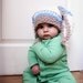 SALE 12 to 24m Baby Hat Bunny Hat Baby Boy Hat Stripe Beanie - Crochet Boy Toddler Hat Brown Blue Cream Rabbit Baby Hat Photo Prop