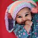 SALE 6 to 12m Baby Bunny Hat Baby Beanie - Crochet Bunny Baby Hat in Rainbow Spray Flopsy Rabbit Hat For Girls Photo Prop