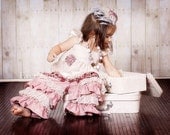 Shantung and Lace Ruffle Pants with Flutter Sleeve Boutique Top Sizes Available, 6-12 M, 12-18 M, 18-24 M, 2. 3, 4, 5
