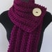 Wild Berry Purple Chunky Knit Cowl with Large White Button