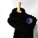 ONLY 1 LEFT - Black Chunky Knit Cowl Scarf with Large Purple Button