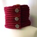 SALE - LAST ONE - Dark Pink Rib Knit Infinity Cowl Scarf with Vintage Style Buttons