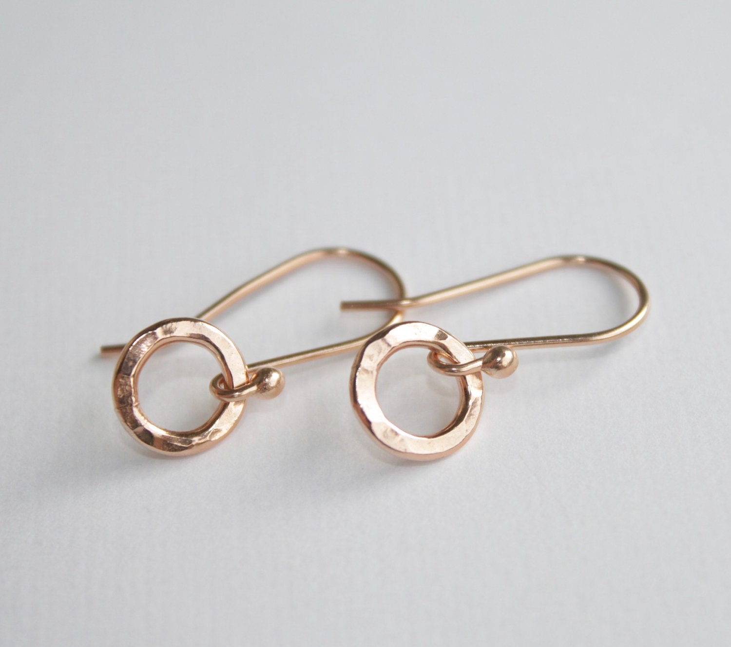 Rose gold circle earrings, eternity ring earrings, simple circle earrings, pink gold earrings, pink gold circle