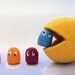 PacMan - Needle Felted Pac-man with Ghosts - geeky retro-gamer desk toy