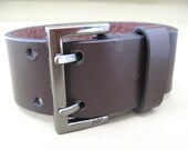 Brown Leather New York Buckle Cuff Bracelet Unisex
