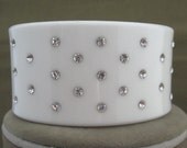Rhinestone Studded White Cuff Bracelet