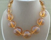 Chunky Amber Acrylic Necklace Vintage Beaded