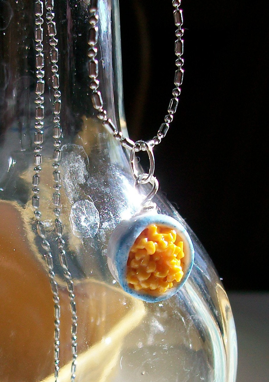 Macaroni and Cheese Necklace- Tiny Food Handmade Jewelry