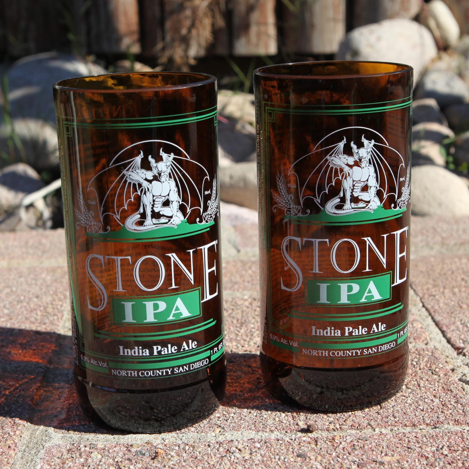 Stone Brewing IPA 16 oz Glasses made from beer bottles