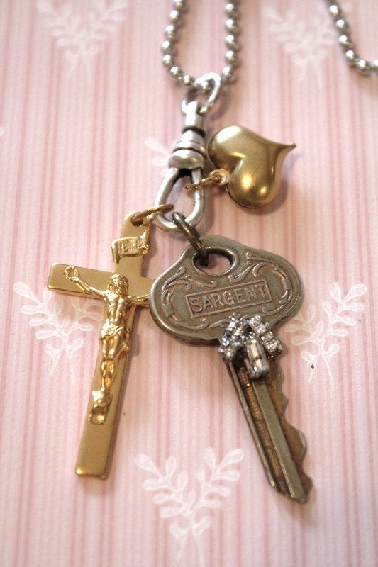 key necklace, assemblage, religious