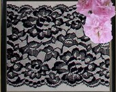 3 Yards Black Floral Galloon Lace Trim 5-1/4 inch wide Fabric Trim P04