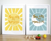 Modern Nursery Art Print- Sunshine and Moonlight - 8X10 Inches, other sizes