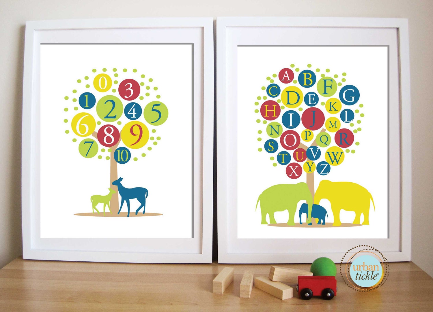 ABC and 123 Tree, Baby Nursery Decor, Custom Print - ABC and 123 Trees, 8.5X11 Set
