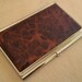 Handcrafted 2 Tone AMBOYNA Burl Wood Business Card Case ID/Card Holder - FREE Engraving