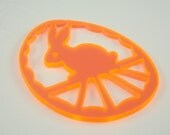 Easter Egg Ornament Rabbit Bunny Orange Pink Decoration Hand Cut Acrylic Scroll Saw