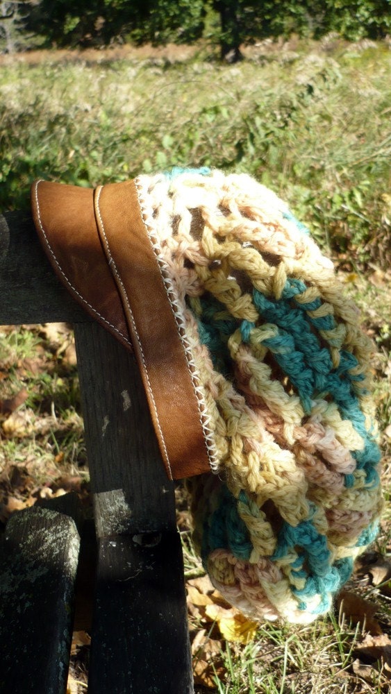 Twice Crochet Hat in Pink, Gold, Teal, and Green