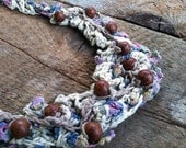 Crochet Bead Necklace- Green & Purple